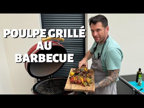 Grilled Octopus Barbecue, Chili Pepper & Garlic Marinade, Grilled Peppers and Lemon