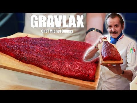 Beet-marinated salmon with beet and potato soup