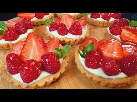 Strawberry and Raspberry Tartlets with Shortcrust Pastry and Pastry Cream - French Dessert Strawberry and Raspberry Tartlets with Shortcrust Pastry and Pastry Cream - Delicious French dessert with medium difficulty. Perfect recipe converted from YouTube video to PDF format.