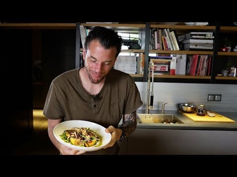 Salade de poulet aux pêches, pistaches et vinaigrette cajun