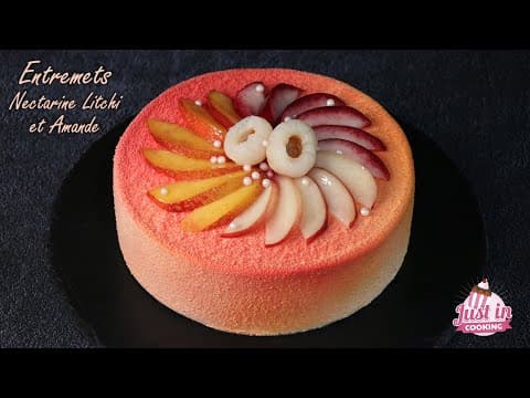 Entremet à la nectarine et mousse de litchi