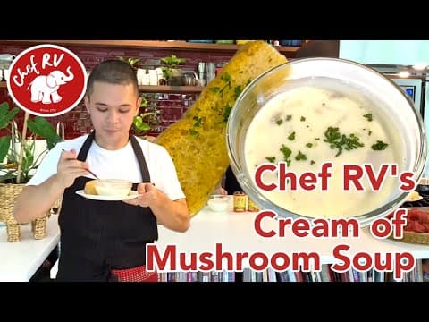 Cream of Mushroom Soup (from Scratch) with Super Garlic Bread