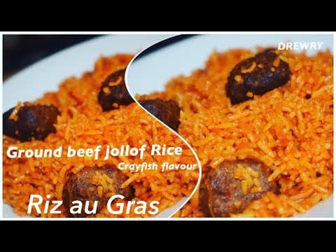 Jollof Rice with Meatballs and Crayfish Powder