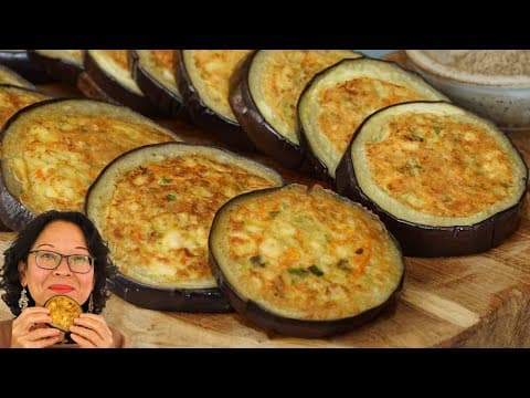 Aubergines farcies aux vermicelles de haricots mungo et poulet