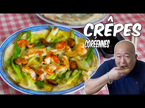 Crêpes coréennes à la ciboule et fruits de mer