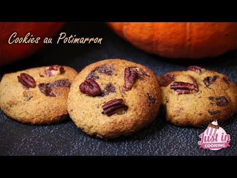 Pumpkin cookies with chestnut flour, chocolate and pecans
