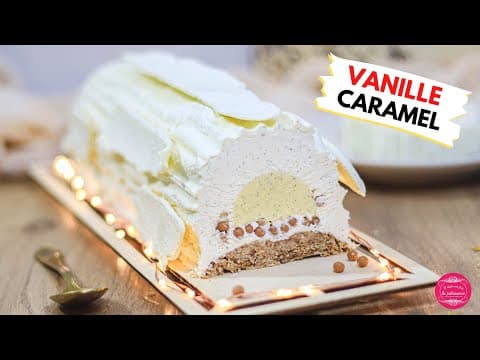Bûche vanille caramel et noix de pécan