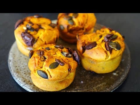 Sweet Potato Muffins with Dark Chocolate Chips and Pumpkin Seeds