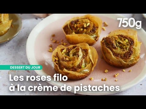 Roses à la pâte filo pistache