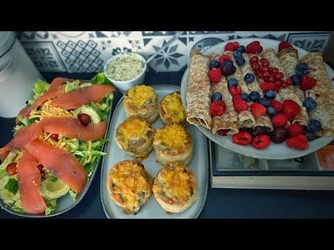 Forest-style vol-au-vent, fresh salad and red fruit crepes