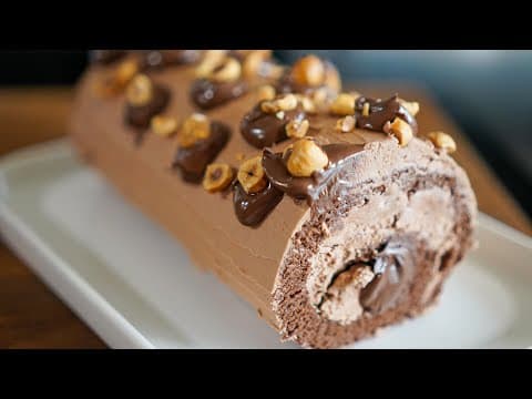 Bûche de Noël au Nutella et noisettes