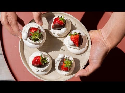 Mini Pavlova with strawberries and dark chocolate - French Dessert Mini Pavlova with strawberries and dark chocolate - Delicious French dessert with medium difficulty. Perfect recipe converted from YouTube video to PDF format.