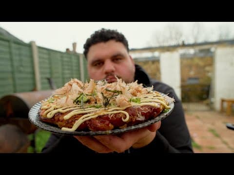 Japanese Prawn and Bacon Okonomiyaki (Savory Pancake)