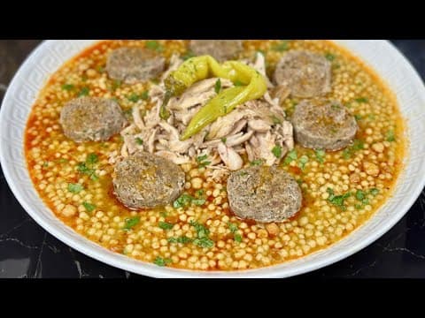 Burr Cocus with chicken and tamir (ground meat sausage)