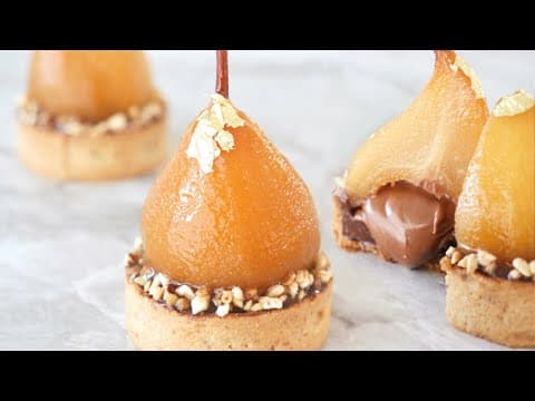 Poached Pear Tartlet with Caramel - French Dessert Poached Pear Tartlet with Caramel - Delicious French dessert with medium difficulty. Perfect recipe converted from YouTube video to PDF format.