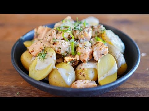 Honey-Mustard Salmon with Dill and Steamed Potatoes - French Main Course Honey-Mustard Salmon with Dill and Steamed Potatoes - Delicious French main course with medium difficulty. Perfect recipe converted from YouTube video to PDF format.