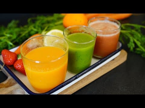 Trois Jus Santé : Petit‑déjeuner Vert, Jus ACE et Jus Plaisir de Saison