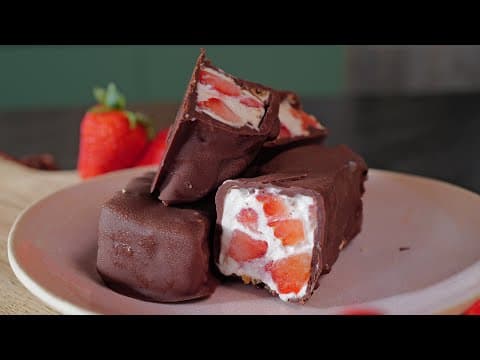 Strawberry Yogurt Bars Coated in Chocolate - French Dessert Strawberry Yogurt Bars Coated in Chocolate - Delicious French dessert with medium difficulty. Perfect recipe converted from YouTube video to PDF format.