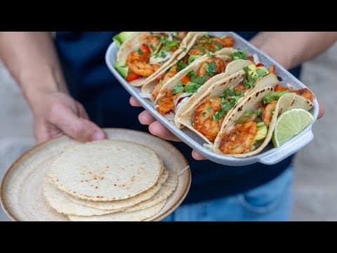 Homemade shrimp and avocado tacos