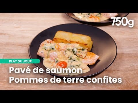 Pavé de saumon à la sauce crémeuse aux tomates cerises et pommes de terre confites - Française Main Course Pavé de saumon à la sauce crémeuse aux tomates cerises et pommes de terre confites - Delicious Française main course with medium difficulty. Perfect recipe converted from YouTube video to PDF format.