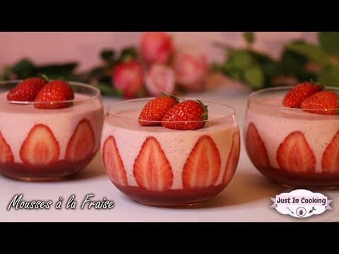 Mousse à la fraise en verrines