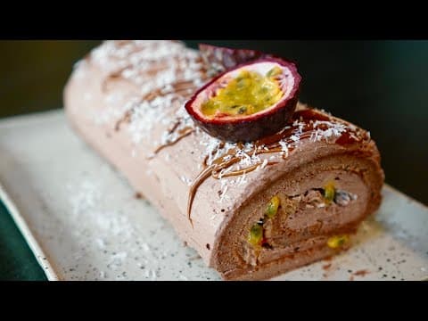 Yule log with Japanese biscuit, dark chocolate and passion fruit - French Dessert Yule log with Japanese biscuit, dark chocolate and passion fruit - Delicious French dessert with medium difficulty. Perfect recipe converted from YouTube video to PDF format.