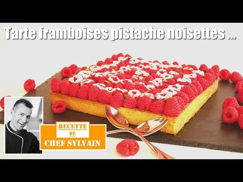 Raspberry, pistachio and hazelnut tart