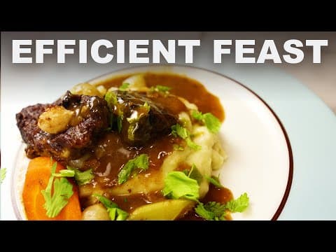 Easy big beef stew and roasted garlic mashed potatoes