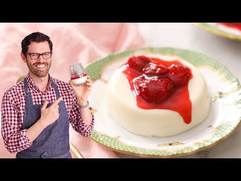 Vanilla Panna Cotta with Roasted Strawberry Topping