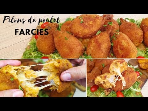 Pilons de poulet reconstitués farcis à la pomme de terre et mozzarella