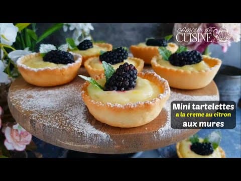 Mini tartelettes aux mûres avec crème citronnée - Française Dessert Mini tartelettes aux mûres avec crème citronnée - Delicious Française dessert with medium difficulty. Perfect recipe converted from YouTube video to PDF format.