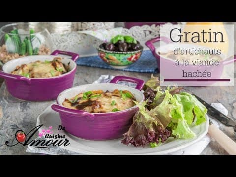 Gratin de cœur d'artichaut à la viande hachée