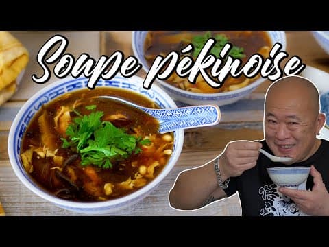 Soupe pékinoise au poulet, vermicelles de soja et champignons noirs