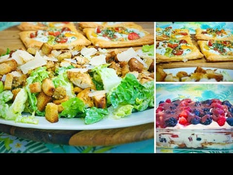 Menu d'été : Tartelettes tomate‑mozzarella, Salade César au poulet et Tiramisu aux fruits rouges