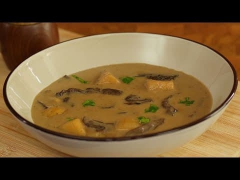 Mushroom and Potato Soup with Cottage Cheese