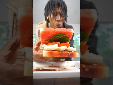 Trying Watermelon Sandwich