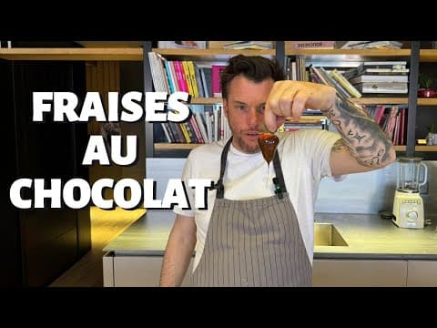 Fraises trempées au chocolat noir et glaçage rocher aux amandes